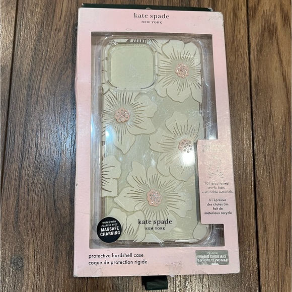 NIB kate spade Hardshell Case iPhone 13 Pro Max Hollyhock Floral Clear - Picture 2 of 10